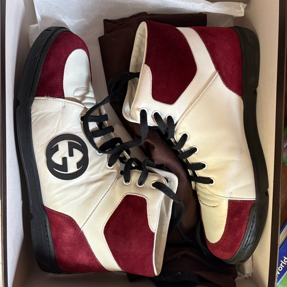Gucci Other - Gucci leather and burgundy men’s sneaker
